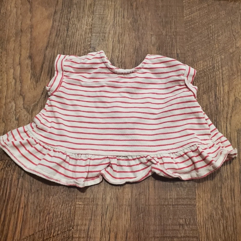 Jessica Simpson Baby Girl Striped Tee Shirt Top Ruffle Shorts Tropical Bird 3-6M